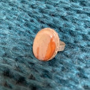 Sz7 .925 Silver Ring Beautiful stone -Grey & copper